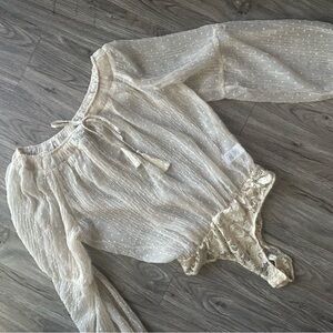 Lulus long sleeve polka dot boho top